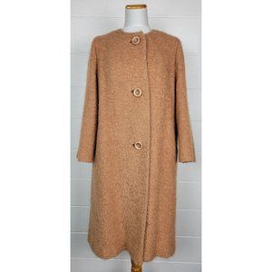 Vtg 1960s Original Diane Womens Swing Coat Berroco's‎ Curlinda Camel Tone L-XL?